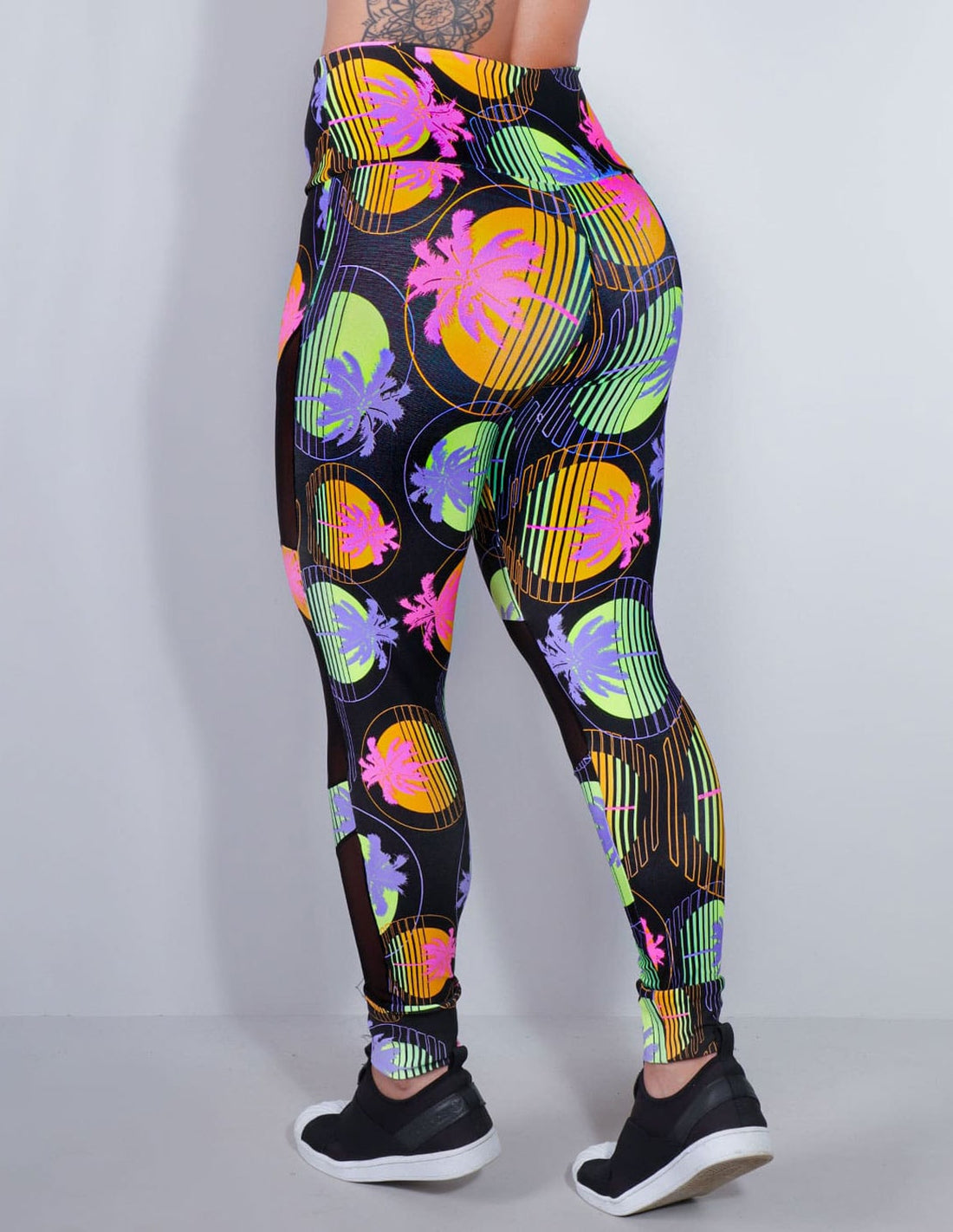 Calça Feminina Fitness com estampa e Tule Preto | Ref: 4.4.4252-3169