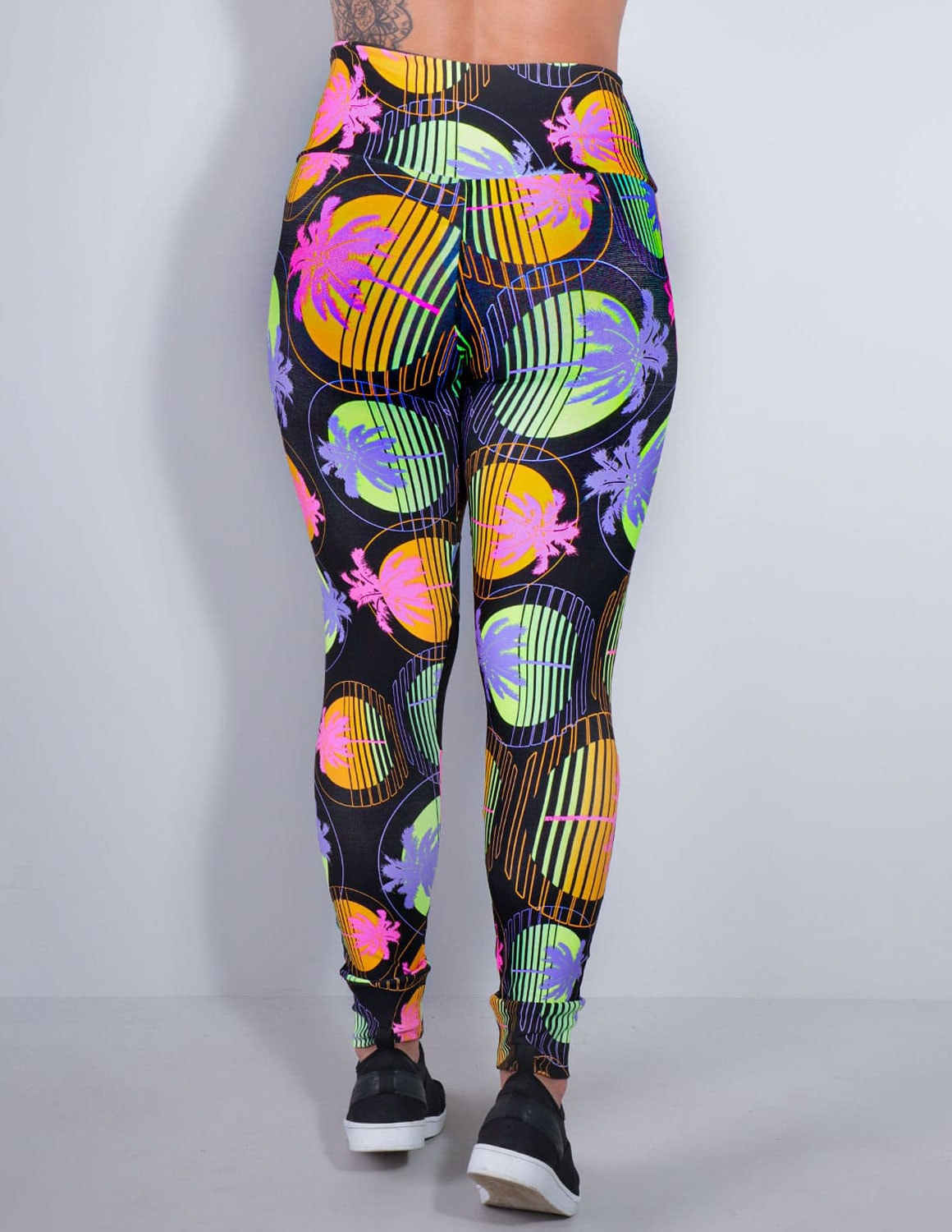 Calça Feminina Fitness com estampa e Tule Preto | Ref: 4.4.4252-3169