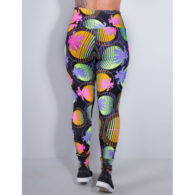 Calça Feminina Fitness com estampa e Tule Preto | Ref: 4.4.4252-3169