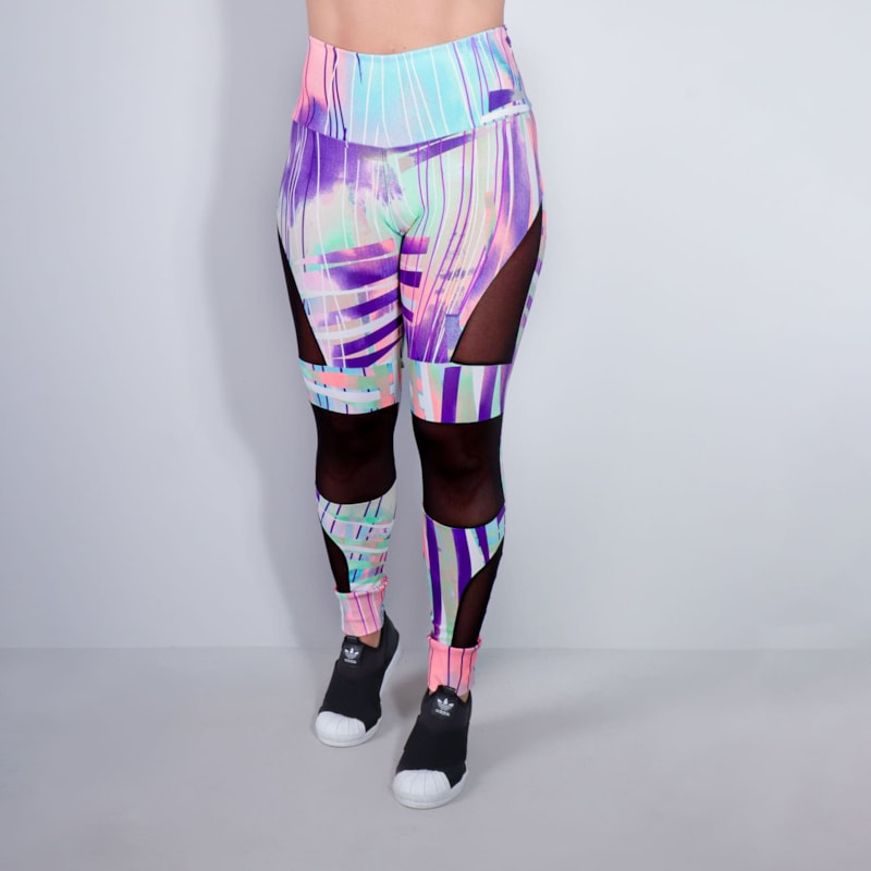 Calça Feminina Fitness Estampada com Tule | Ref: 4.4.4252-3170