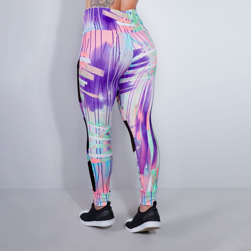 Calça Feminina Fitness Estampada com Tule | Ref: 4.4.4252-3170