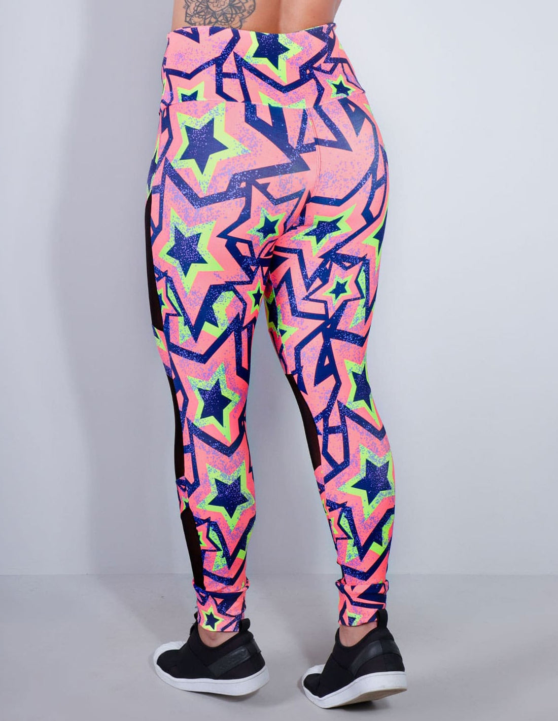 Calça Legging Estampada com Recortes de Tule Preto | Ref: 4.4.4252-3171