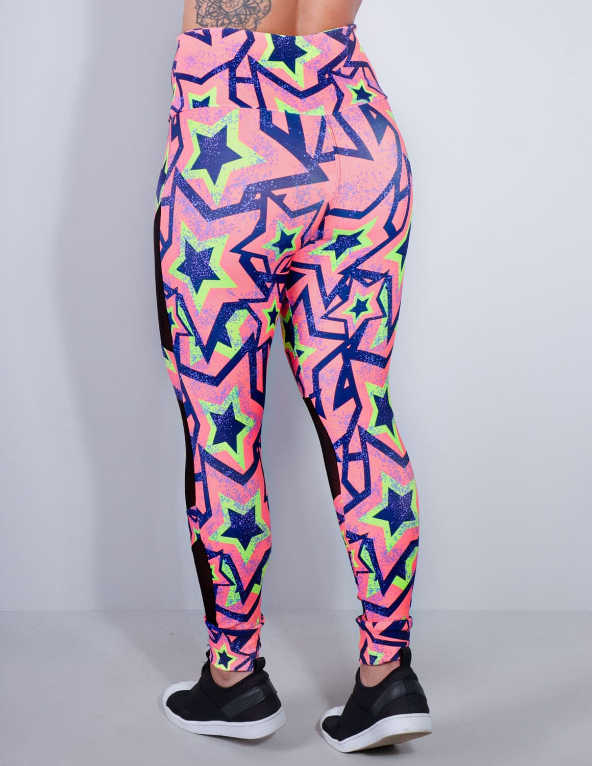 Calça Legging Estampada com Recortes de Tule Preto | Ref: 4.4.4252-3171