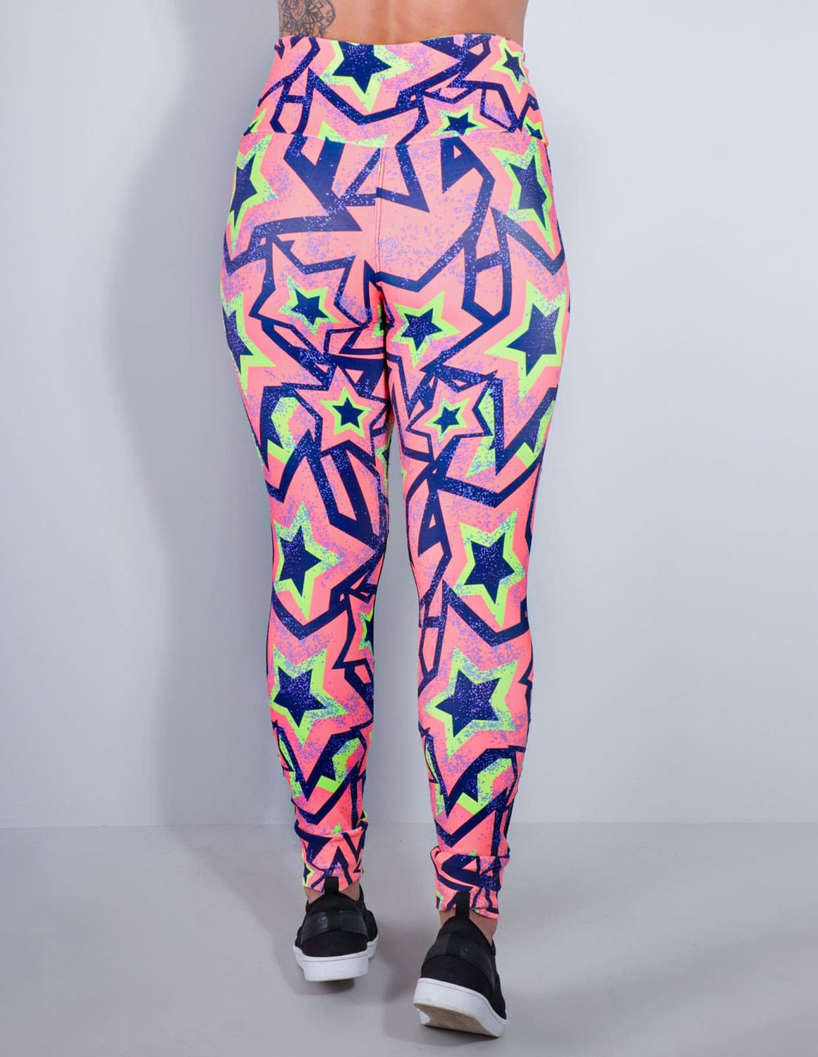 Calça Legging Estampada com Recortes de Tule Preto | Ref: 4.4.4252-3171
