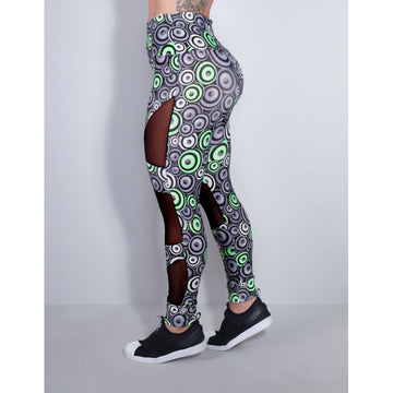 Calça Legging Feminina Estampada com Tule Preto | Ref: 4.4.4252-3174