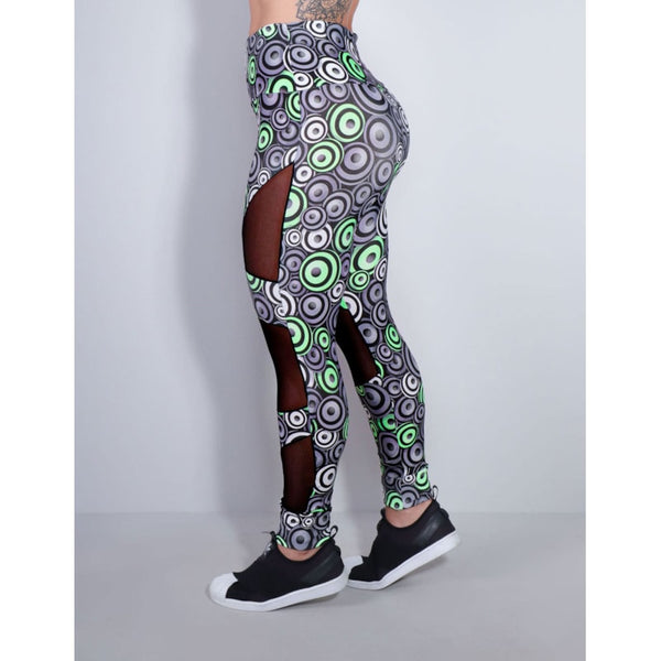 Calça Legging Feminina Estampada com Tule Preto | Ref: 4.4.4252-3174
