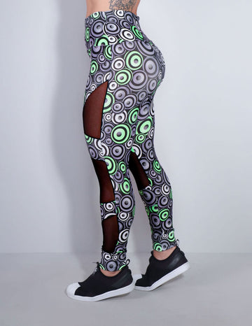Calça Legging Feminina Estampada com Tule Preto | Ref: 4.4.4252-3174