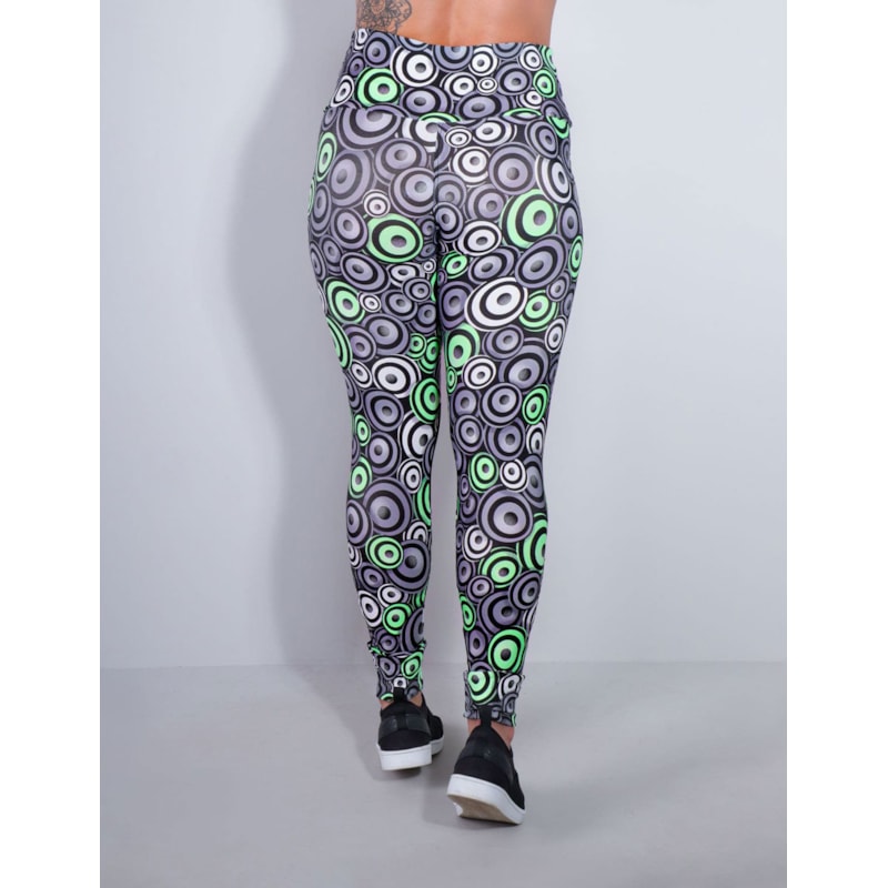 Calça Legging Feminina Estampada com Tule Preto | Ref: 4.4.4252-3174