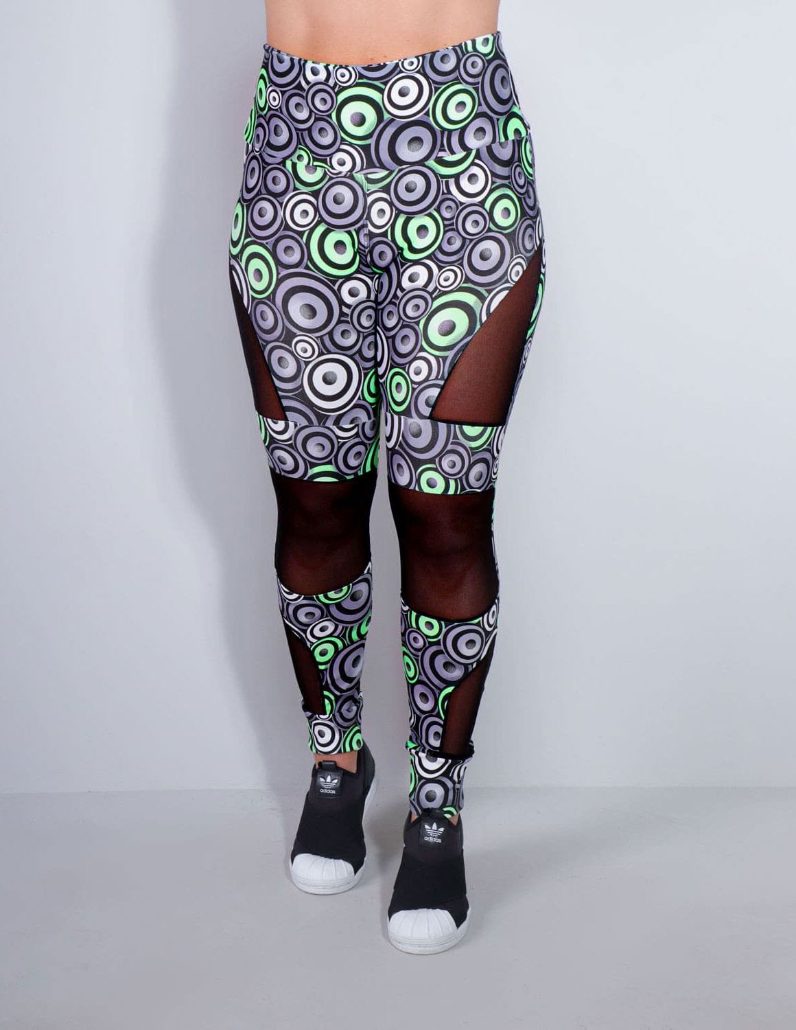 Calça Legging Feminina Estampada com Tule Preto | Ref: 4.4.4252-3174