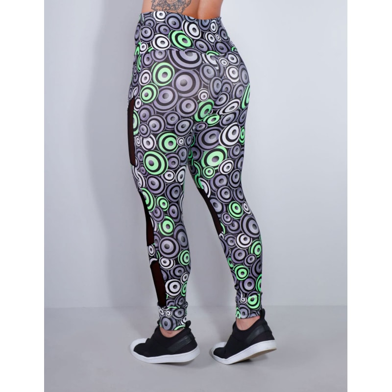 Calça Legging Feminina Estampada com Tule Preto | Ref: 4.4.4252-3174