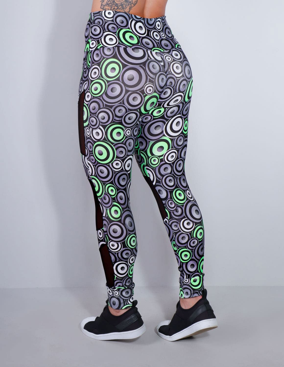 Calça Legging Feminina Estampada com Tule Preto | Ref: 4.4.4252-3174