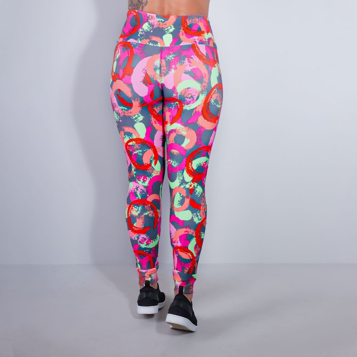 Calça Feminina Fitness Estampada com Tule Preto nas Pernas | Ref: 4.4.4252-3177