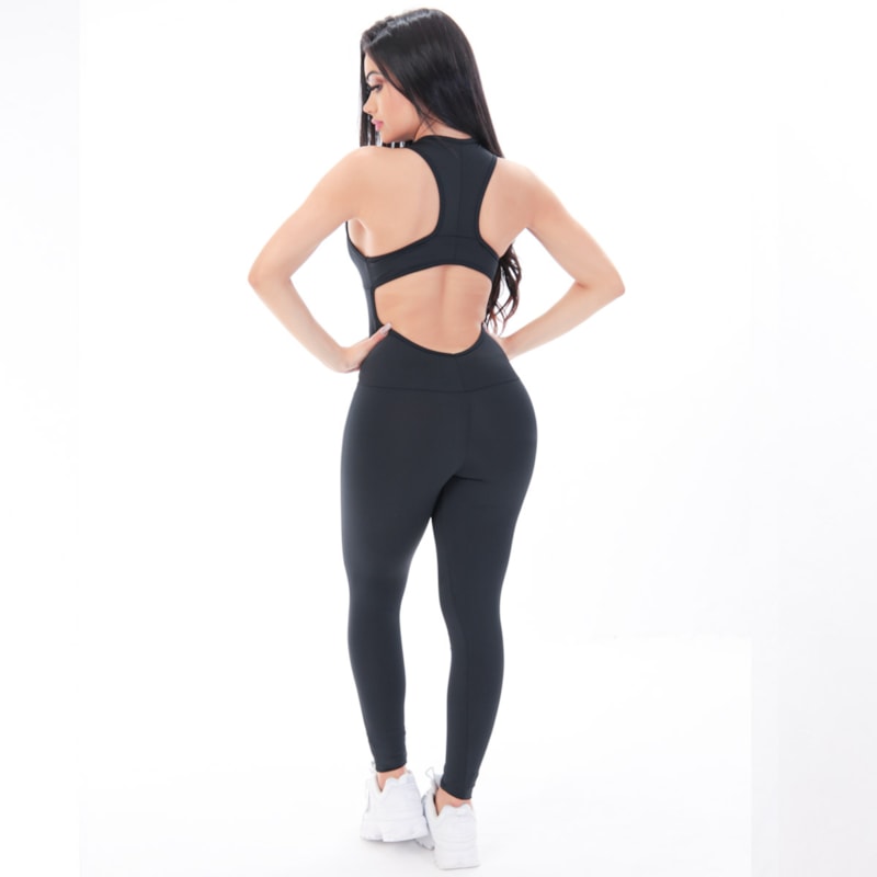 Macacão Fitness Preto com Bojo Removível | Ref: 4.4.4263-01