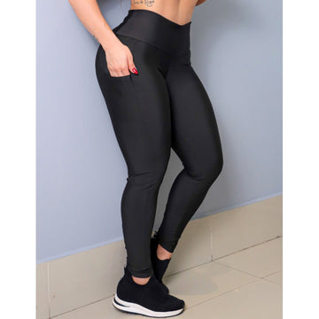 Calça Legging Preta com Bolsos Laterais | Ref: 4.4.4265-01