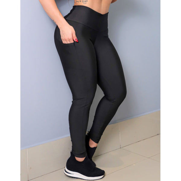 Calça Legging Preta com Bolsos Laterais | Ref: 4.4.4265-01