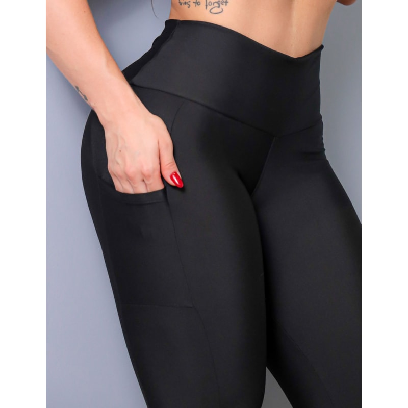 Calça Legging Preta com Bolsos Laterais | Ref: 4.4.4265-01