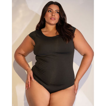 Body Plus Size Preto com Fecho Gancho no Fundo | Ref: 4.4.4267-01