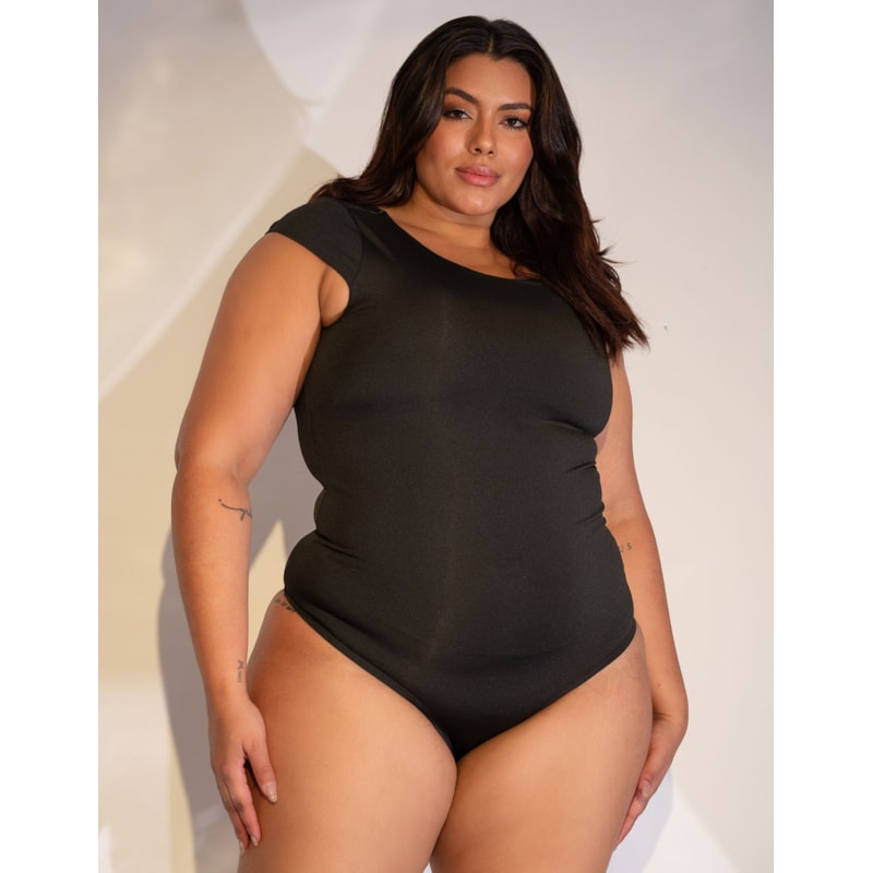 Body Plus Size Preto com Fecho Gancho no Fundo | Ref: 4.4.4267-01