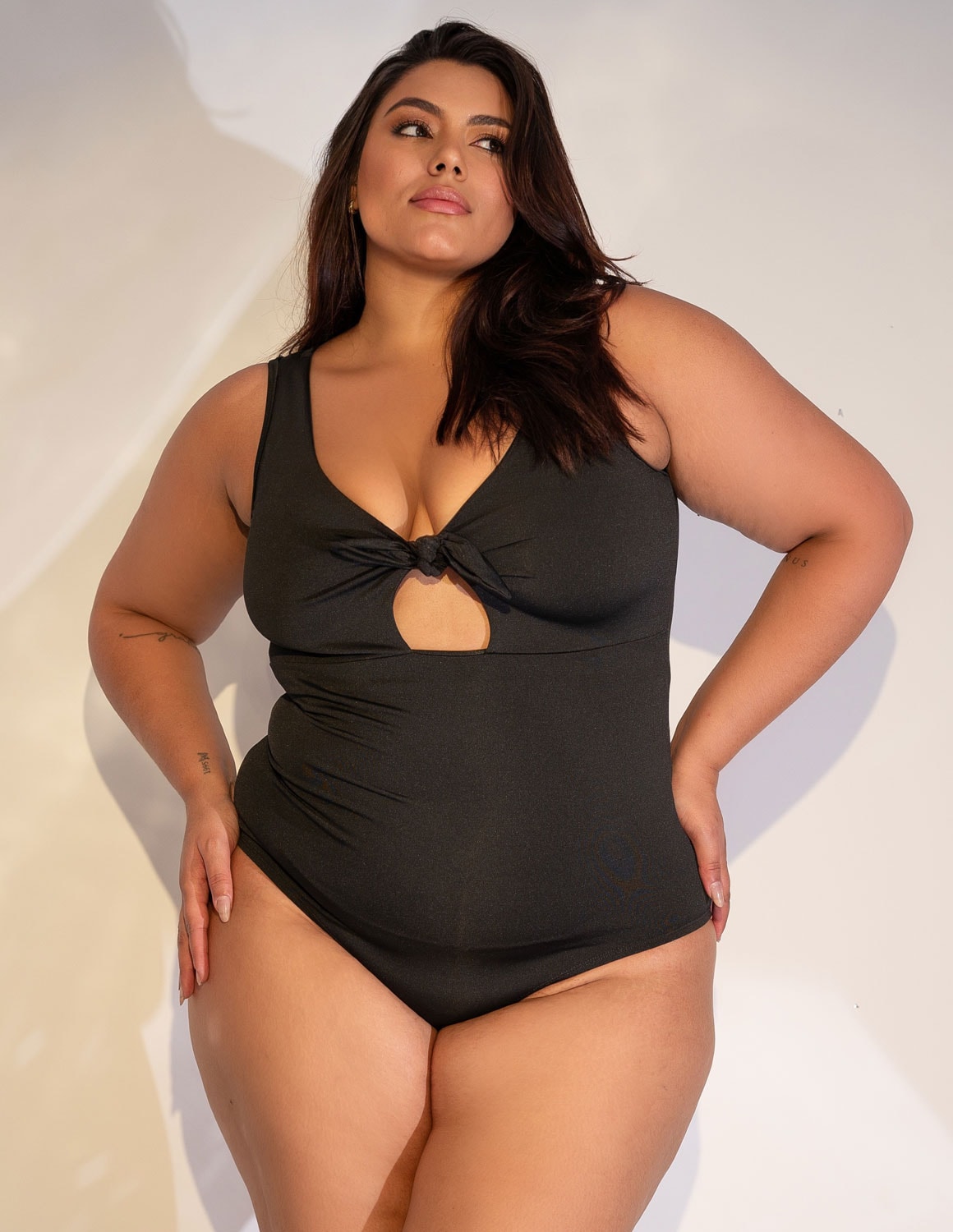 Body Plus Size Preto com Laço de Amarrar | 4.4.4268-01