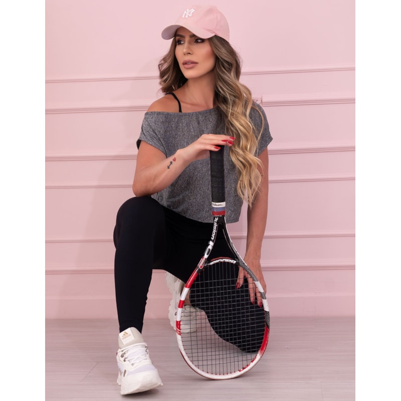 Bata Feminina Fitness Ombro Só em Dry Fit Mescla | Ref: 4.4.4271-03