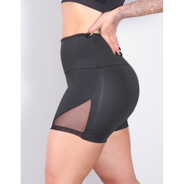 Shortinho Preto com Recortes de Tule | Ref: 4.4.4278-01