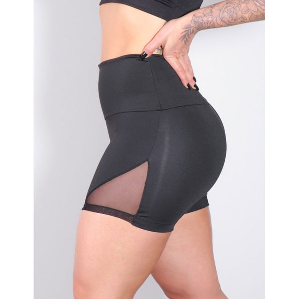 Shortinho Preto com Recortes de Tule | Ref: 4.4.4278-01