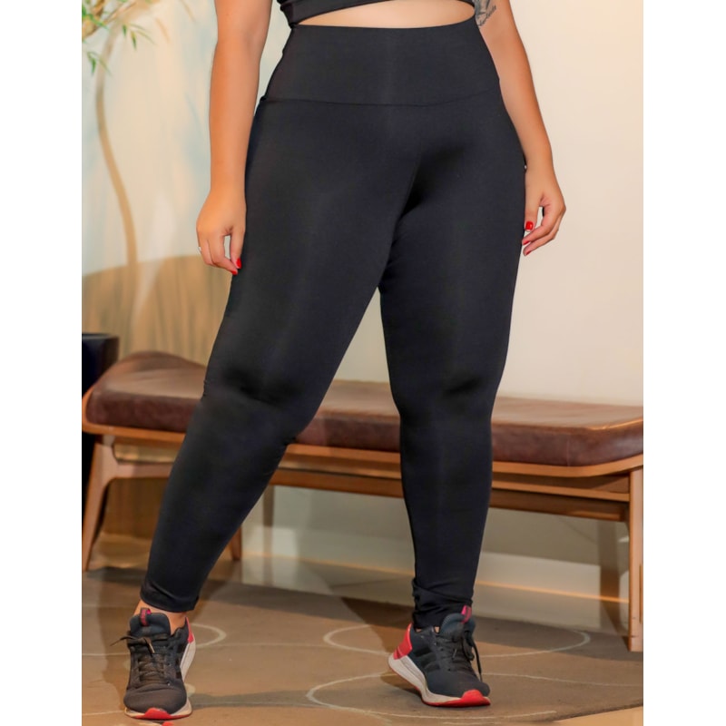 Calça Legging Plus Size Preta com Cós Alto | Ref: 4.4.4293-01