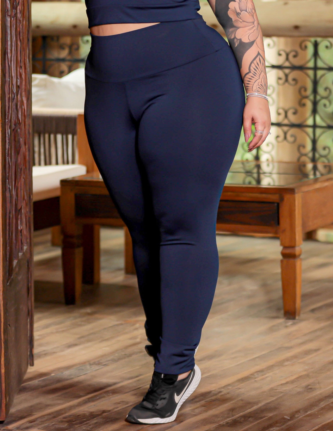 Calça Legging Plus Size Azul Marinho Cós Alto | Ref: 4.4.4293-18