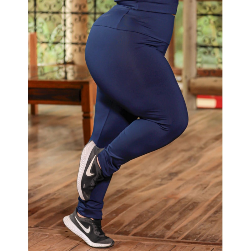 Calça Legging Plus Size Azul Marinho Cós Alto | Ref: 4.4.4293-18