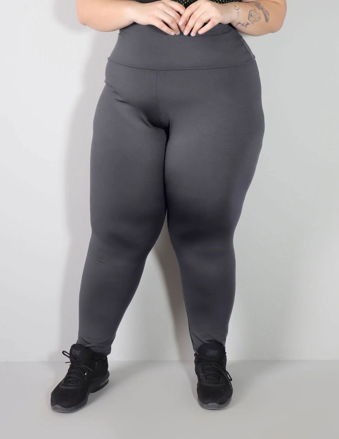 Calça Legging Fitness Plus Size Grafite Cós Alto | Ref: 4.4.4293-28