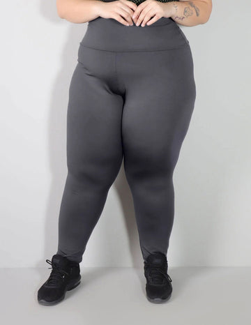 Calça Legging Fitness Plus Size Grafite Cós Alto | Ref: 4.4.4293-28