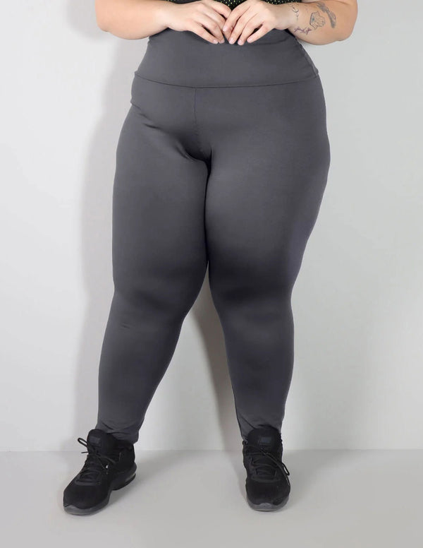 Calça Legging Fitness Plus Size Grafite Cós Alto | Ref: 4.4.4293-28