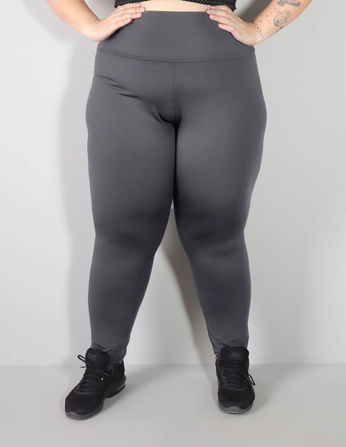 Calça Legging Fitness Plus Size Grafite Cós Alto | Ref: 4.4.4293-28