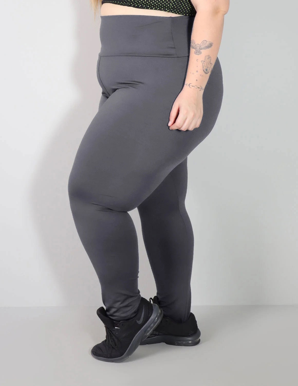 Calça Legging Fitness Plus Size Grafite Cós Alto | Ref: 4.4.4293-28