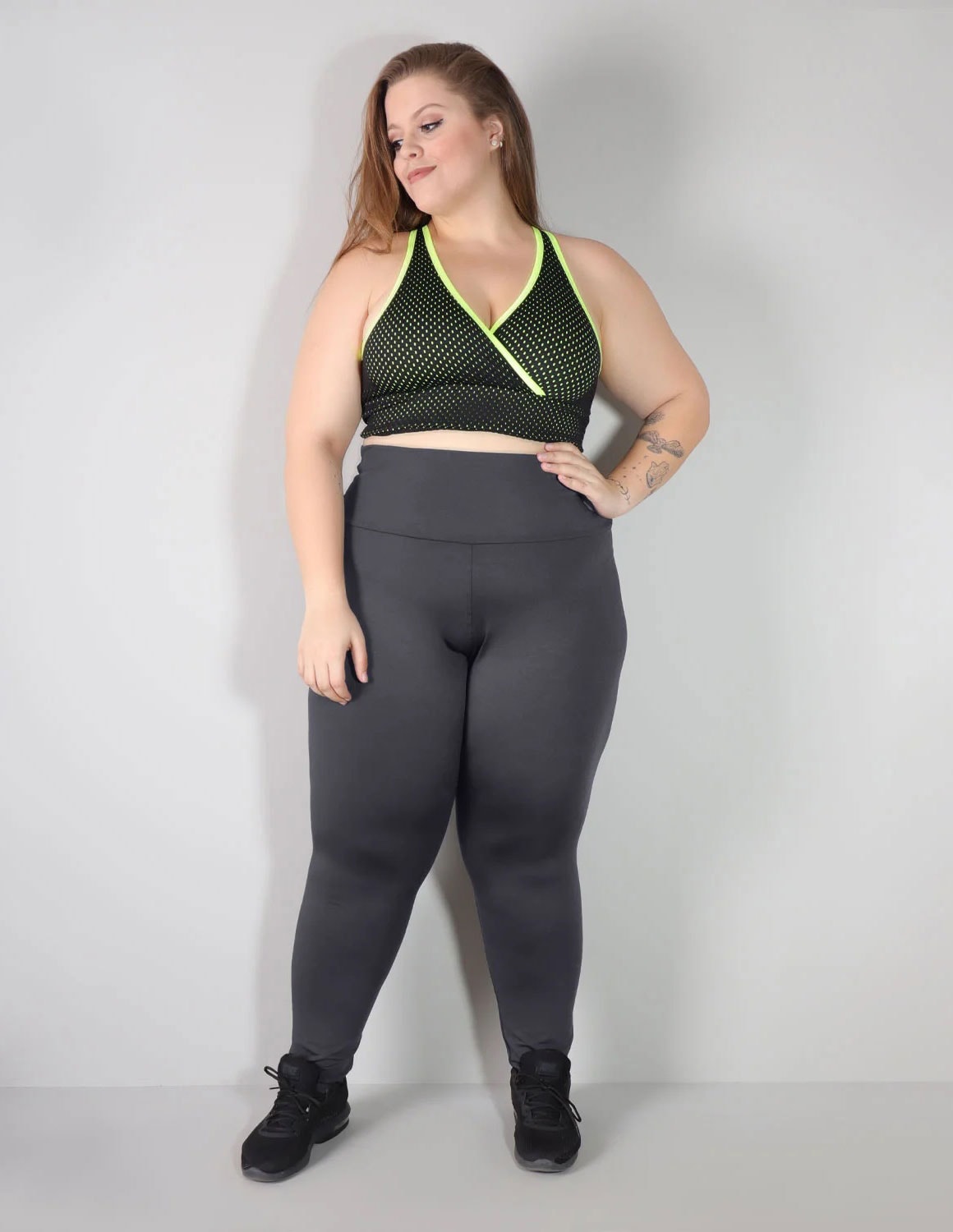 Calça Legging Plus Size Grafite Cós Alto | Fitmoda