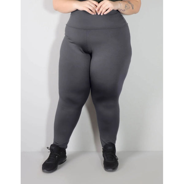 Calça Legging Fitness Plus Size Grafite Cós Alto | Ref: 4.4.4293-28