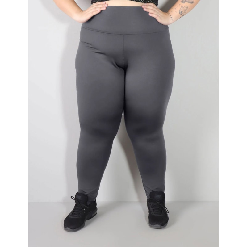Calça Legging Fitness Plus Size Grafite Cós Alto | Ref: 4.4.4293-28