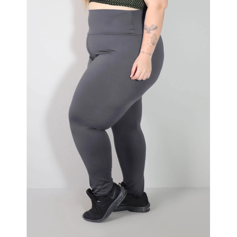 Calça Legging Fitness Plus Size Grafite Cós Alto | Ref: 4.4.4293-28