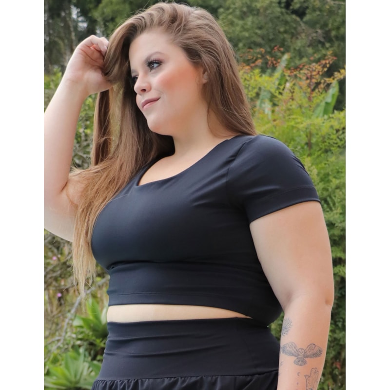 Cropped Plus Size Preto sem Bojo | Ref: 4.4.4300-01