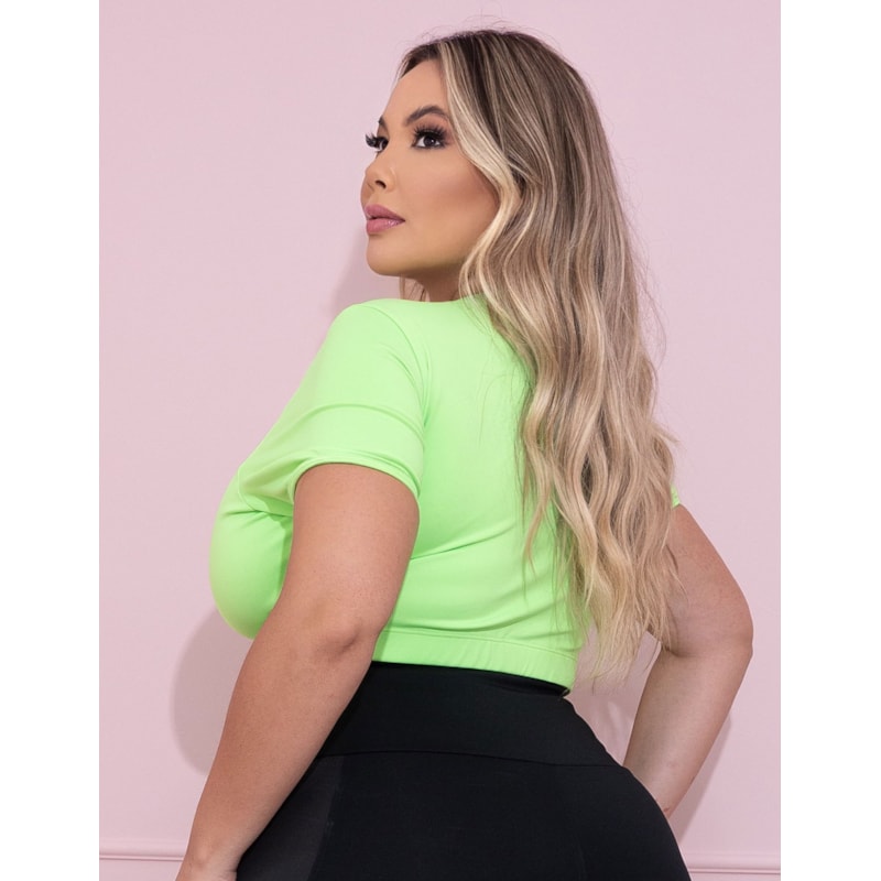 Cropped Fitness Plus Size Verde Neon sem Bojo | Ref: 4.4.4300-32