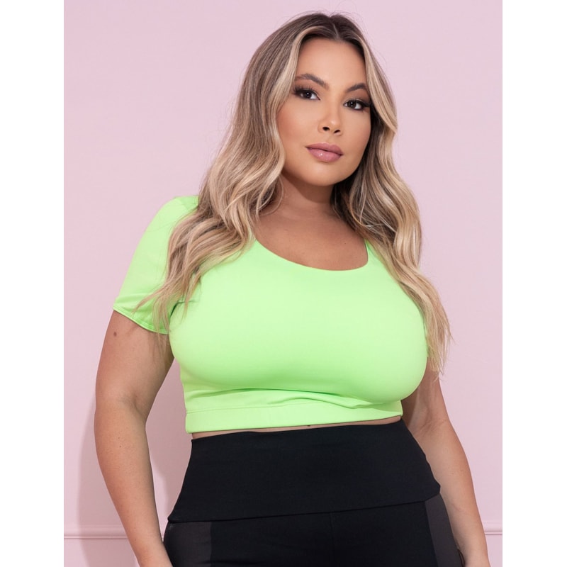 Cropped Fitness Plus Size Verde Neon sem Bojo | Ref: 4.4.4300-32
