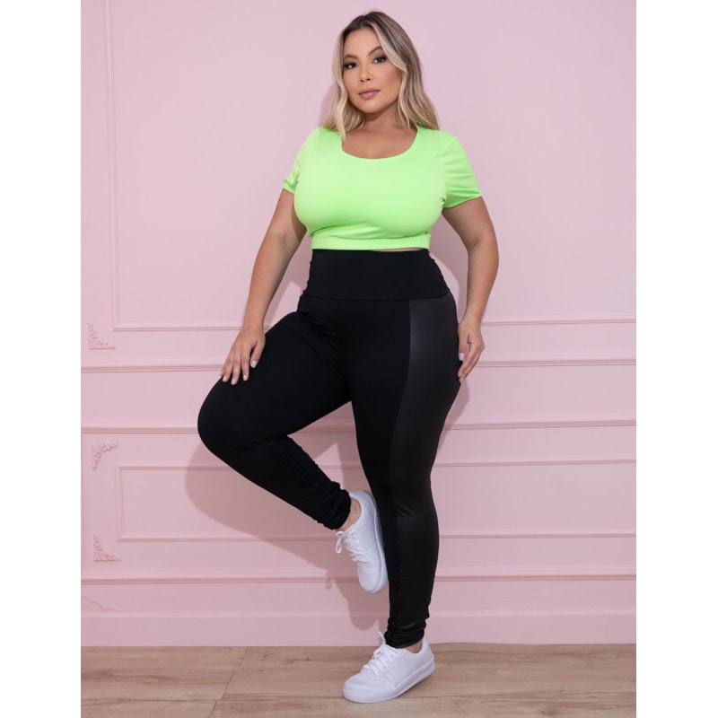 Cropped Fitness Plus Size Verde Neon sem Bojo | Ref: 4.4.4300-32