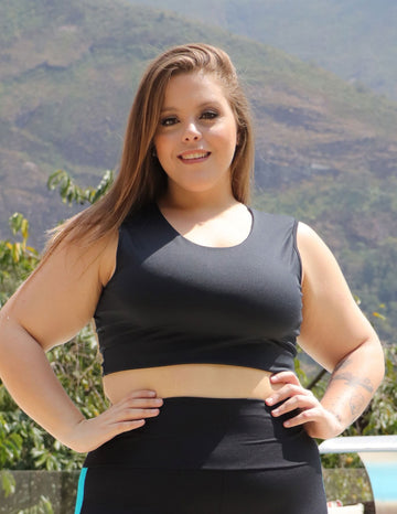 Cropped Regata Plus Size Preto sem Bojo | Ref: 4.4.4307-01