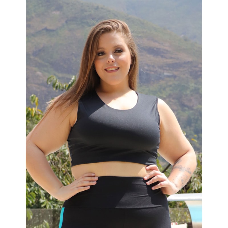 Cropped Regata Plus Size Preto sem Bojo | Ref: 4.4.4307-01