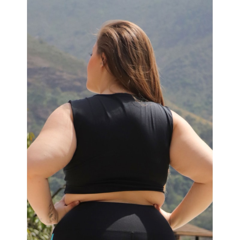 Cropped Regata Plus Size Preto sem Bojo | Ref: 4.4.4307-01
