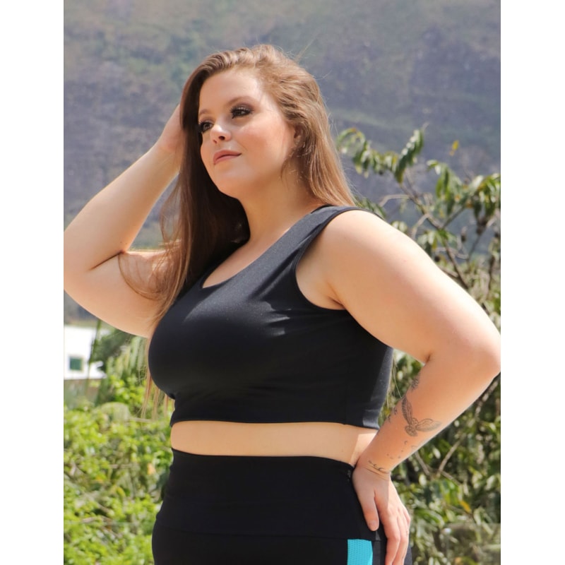 Cropped Regata Plus Size Preto sem Bojo | Ref: 4.4.4307-01
