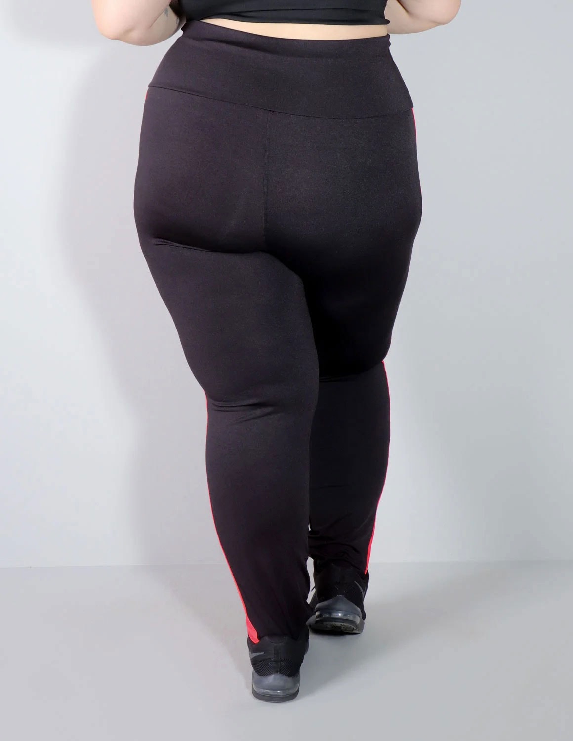 Calça Legging Plus Size Cós Alto com Recortes Laterais Laranja | Ref: 4.4.4308-0104
