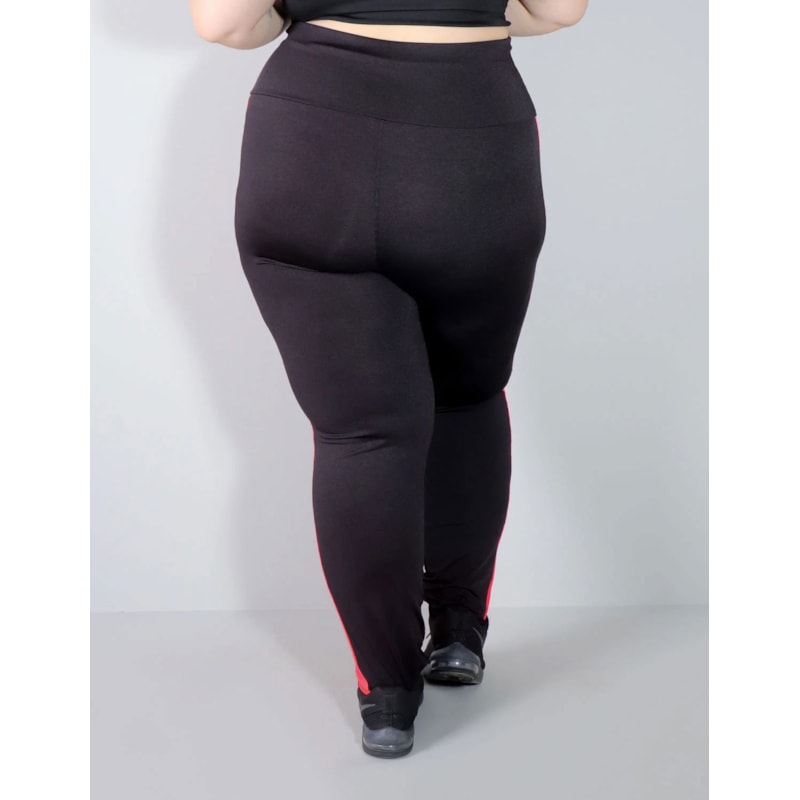 Calça Legging Plus Size Cós Alto com Recortes Laterais Laranja | Ref: 4.4.4308-0104