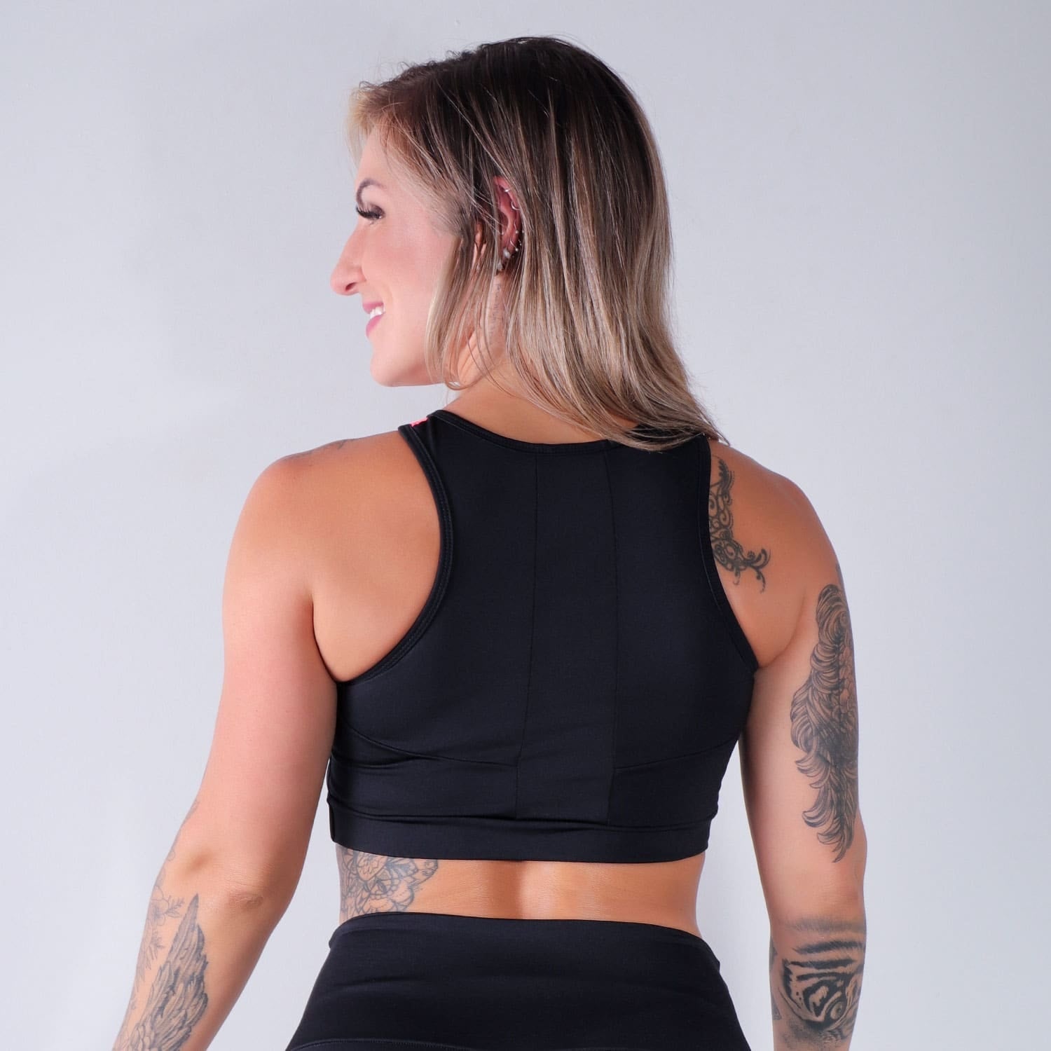 Cropped sem Bojo Preto com Tela de Poliamida Laranja |  Ref: 4.4.4312-0104