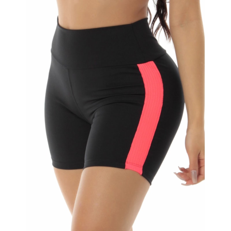 Short Preto com Recortes de Tela Laranja | Ref: 4.4.4321-0104